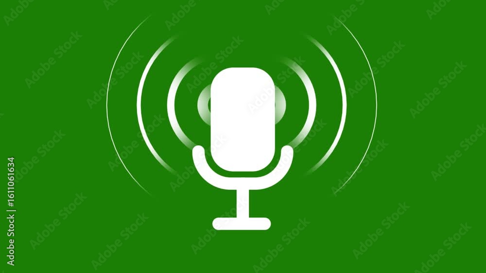 Poster voice recording and podcast mic microphone button icon animation. audio microphone icon animation in