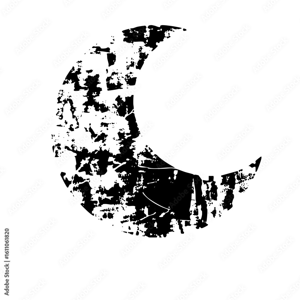 Poster vector distressed moon with textured edges.