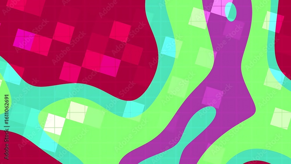 Poster ombre abstracts liquid blink square abstract art with fluid shapes, grids, and squares in vibrant co