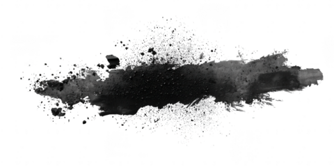 Black ink splash and splatter isolated on transparent background