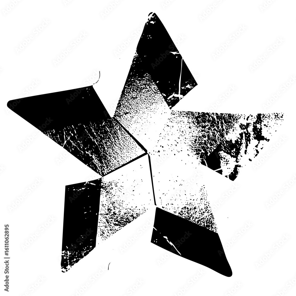 Poster vector distressed five-pointed star with textured facets.
