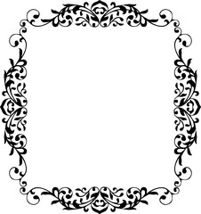 Vintage Ornamental Frame – Elegant Black Vector Border, PNG, 300 DPI