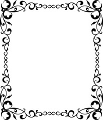 Vintage Ornamental Frame – Elegant Black Vector Border, PNG, 300 DPI