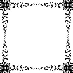 Vintage Ornamental Frame – Elegant Black Vector Border, PNG, 300 DPI