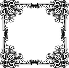 Vintage Ornamental Frame – Elegant Black Vector Border, PNG, 300 DPI
