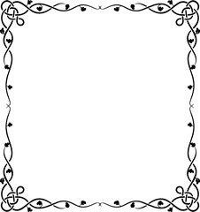 Vintage Ornamental Frame – Elegant Black Vector Border, PNG, 300 DPI