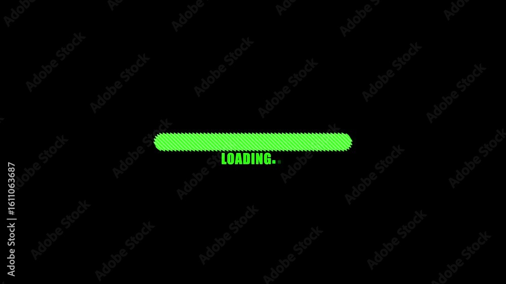 Poster loading bar icon animation. abstract glowing neon loading bar animation on black background. digital
