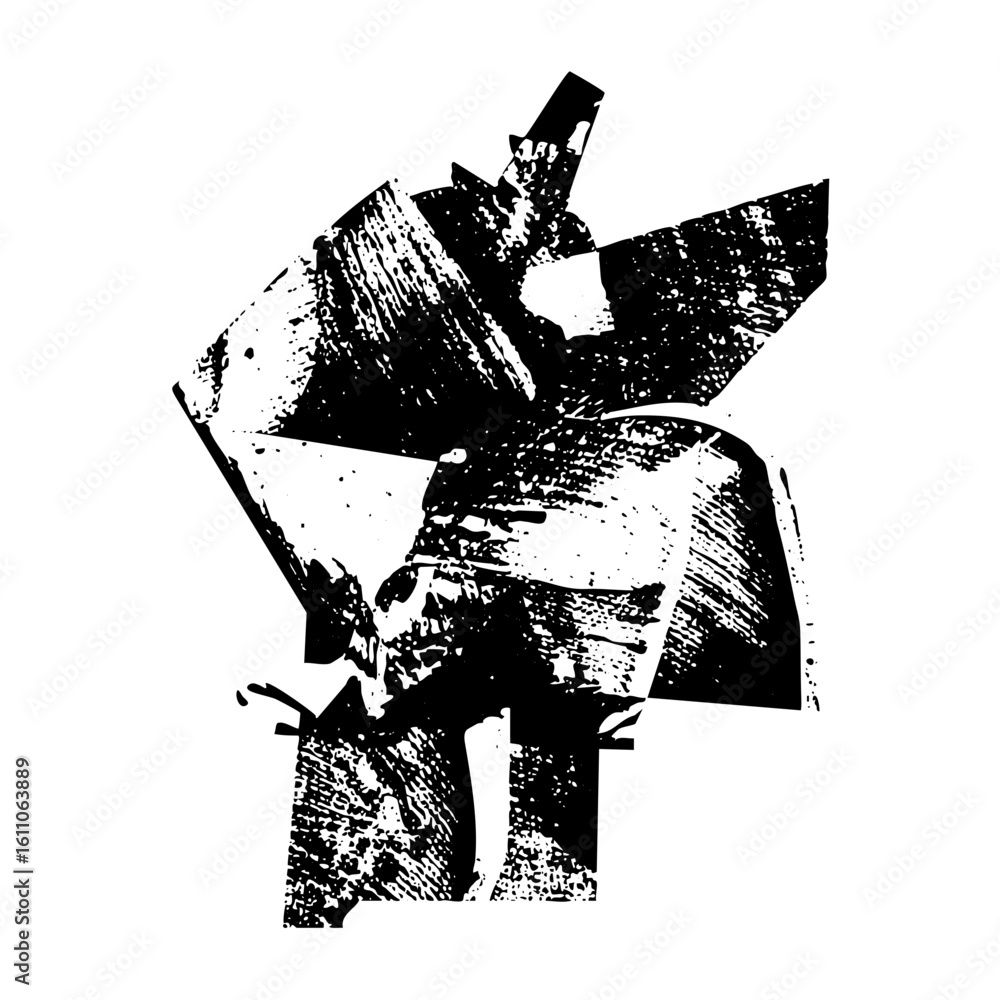 Poster vector abstract geometric figure of a musician playing a stringed instrument.