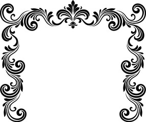 A filigree heraldic crest motif floral pattern border frame. Original design in a vintage style. © Christos Georghiou