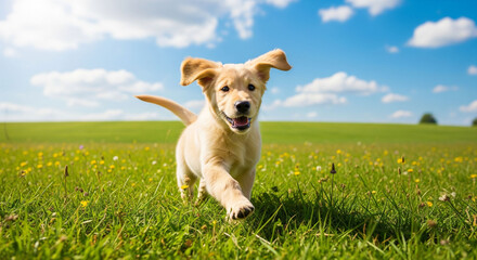 Playful Puppy in a Sunny Field
