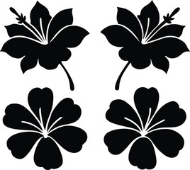Hibiscus Nocturne icon vector, Hibiscus flowers set line art silhouette vector design