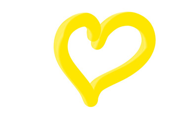 Vector Art Yellow Metallic Heart Clipart 3D Isolated PNG Transparent Line Decorative Modern Design