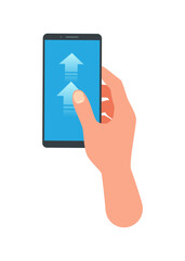 Swipe up hand finger on Smartphone stock illustration