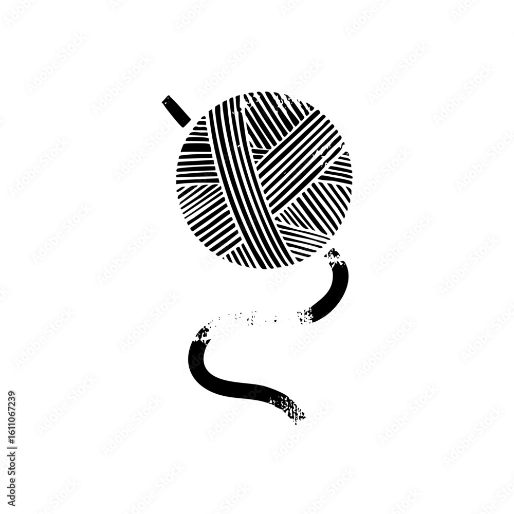 Poster vector playful yarn ball with trailing thread .
