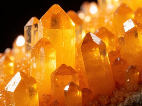 Golden and bright citrine crystal cluster