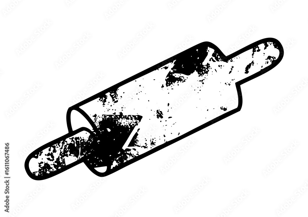 Poster vector rustic rolling pin with distressed texture.