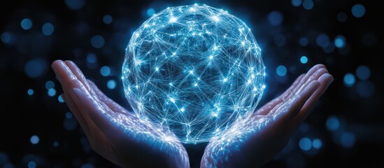 Man and woman glowing under the night sky with spheres of energy floating around