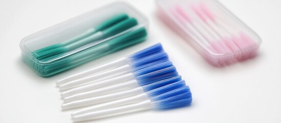 Colorful cotton swabs arranged on a clean white background