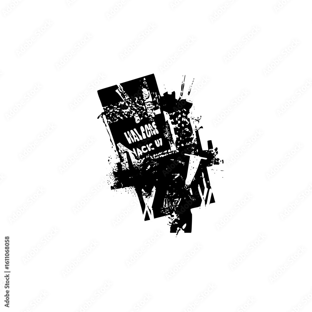 Poster vector abstract distressed with bold typography and fragmented shapes.