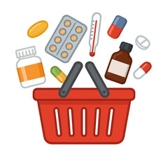 Fototapeta premium Medicine and Pharmacy Products Illustration