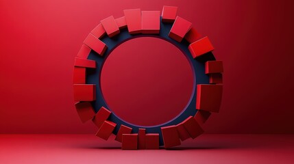 Abstract 3D circular frame of cubes, futuristic geometric graphic for technology, data connection, and business solutions
