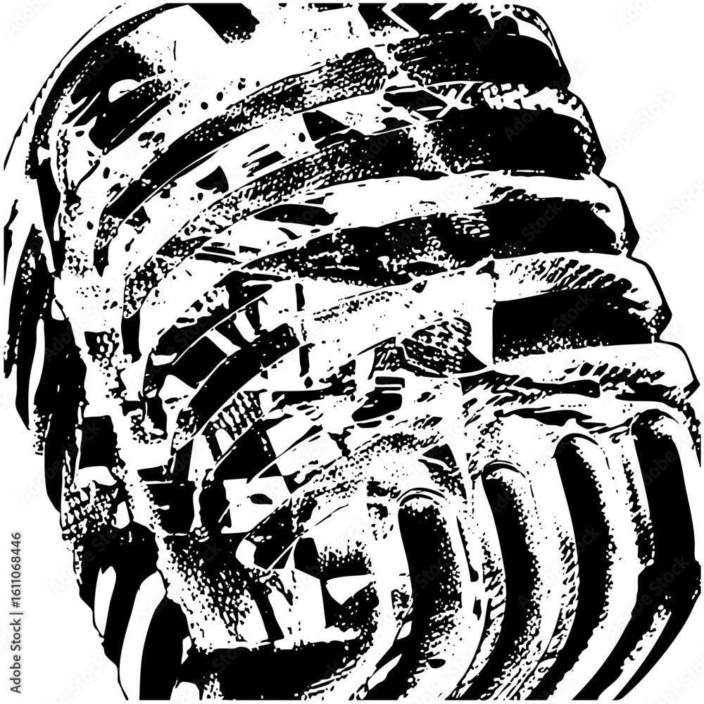 Poster vector abstract portrait features dynamic swirling lines.