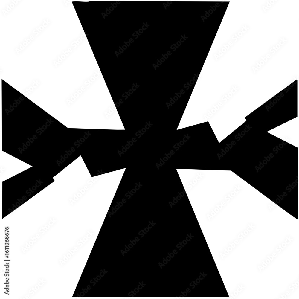 Poster vector geometric black cross with flared arms forms a striking vector .