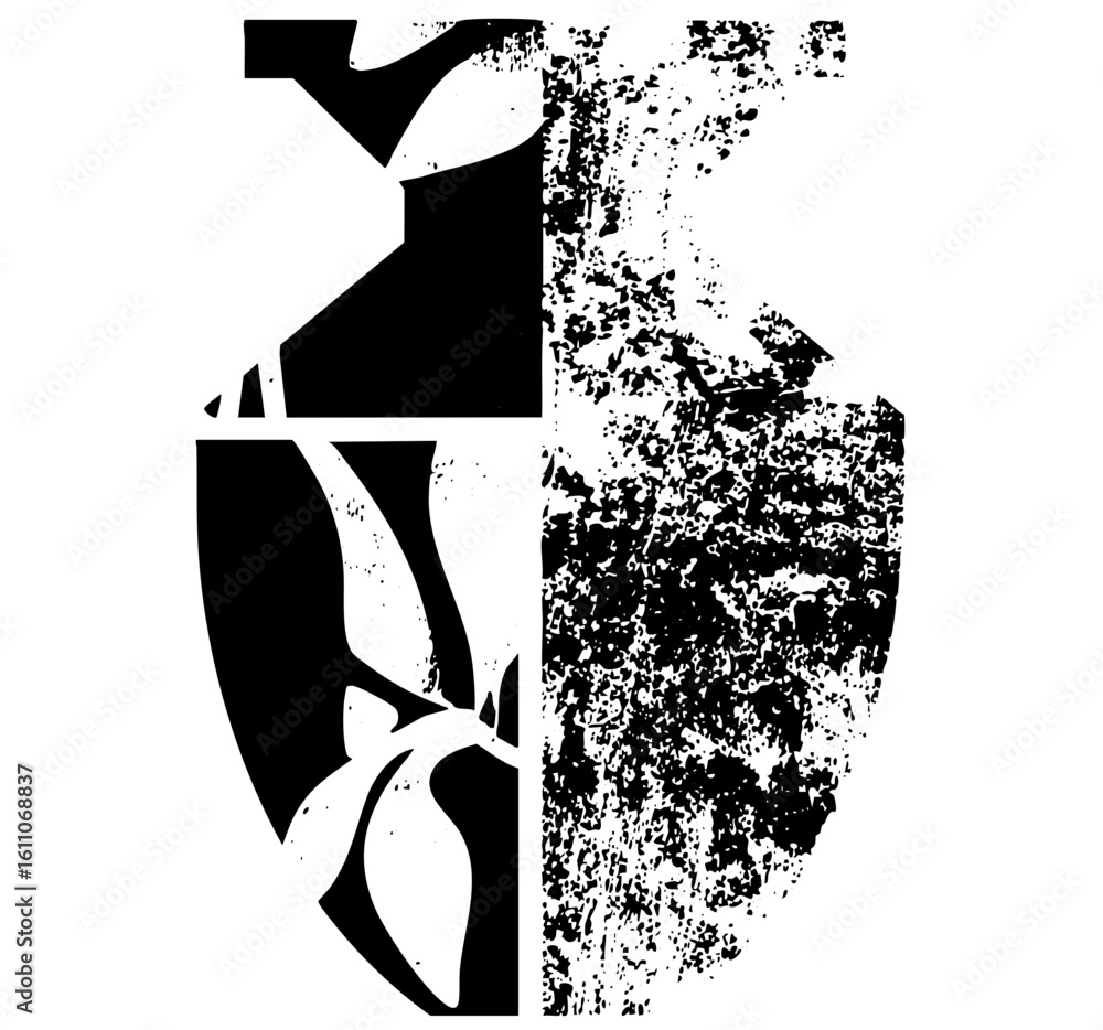 Aufkleber vector abstract geometric shield with distressed texture.