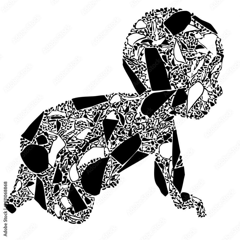Poster vector intricate vector depicts a playful canine in a dynamic pose.