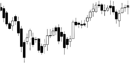 Vector Financial candlestick chart illustrates market trends and price fluctuations.