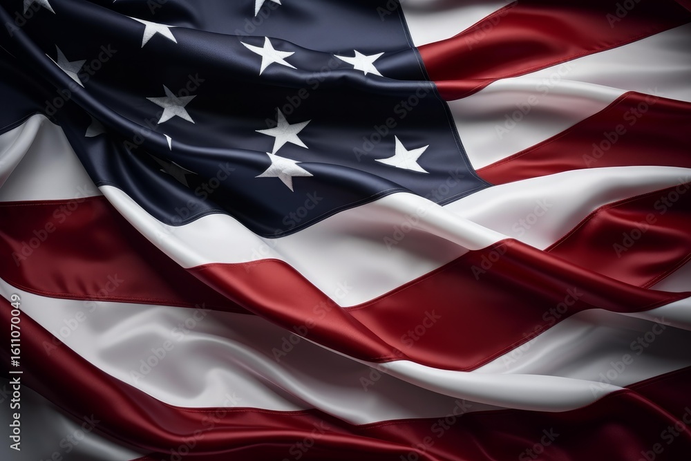 Poster american flag waving in the wind, creating dynamic folds and showcasing its symbolic colors