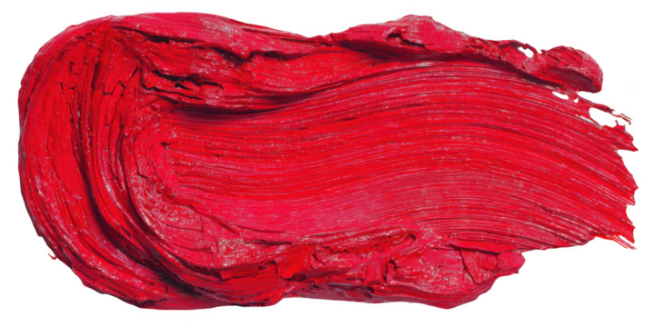 A thick red paint brushstroke isolated on transparent background