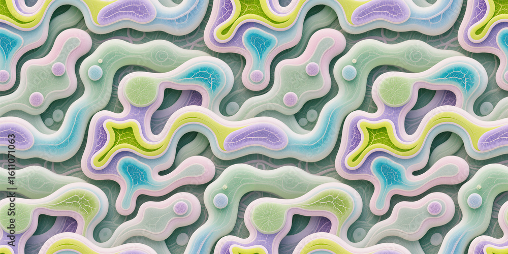Poster swirling colorful shapes intertwine in a mesmerizing abstract design