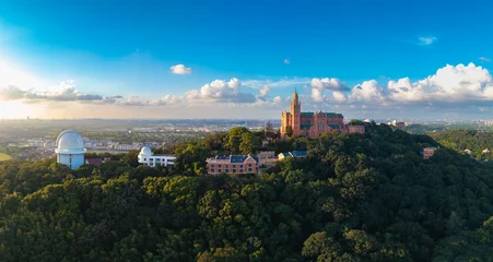 Fototapeten Shanghai Aerial photography of the architectural scenery of West Sheshan Mountain in Shanghai, China  © Weiming