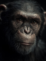 Close-up portrait of a chimpanzee's face