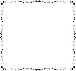 Vintage Ornamental Frame – Elegant Black Vector Border, PNG, 300 DPI