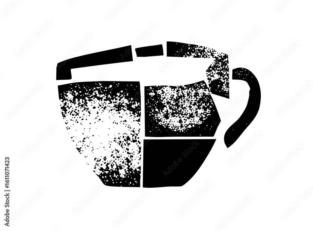 Poster vector abstract fragmented mug with distressed texture.