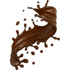 A splash of swirling chocolate on a white background