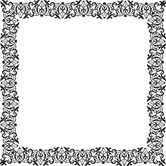 Vintage Ornamental Frame – Elegant Black Vector Border, PNG, 300 DPI