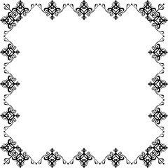 Vintage Ornamental Frame – Elegant Black Vector Border, PNG, 300 DPI