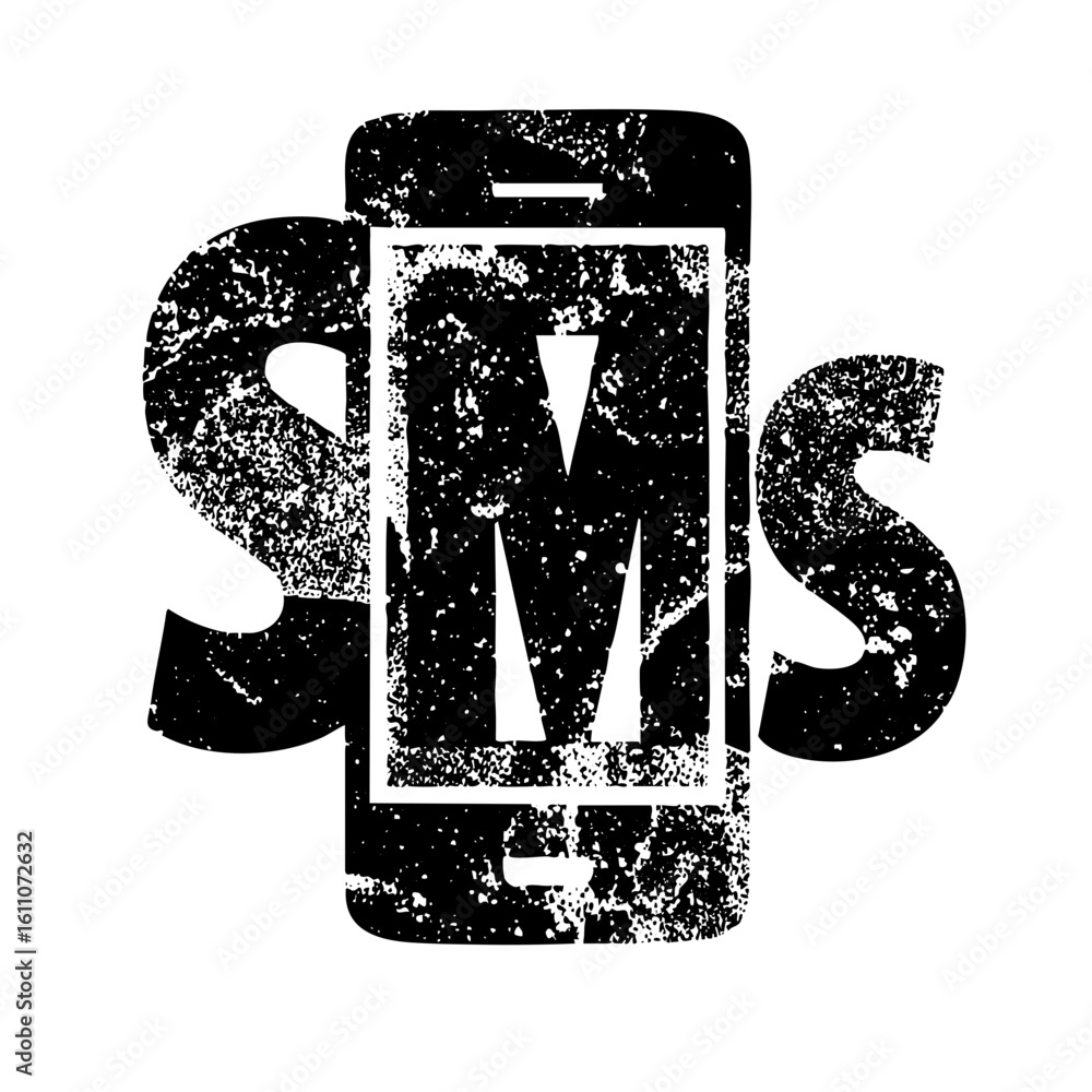 Poster vector digital communication concept with smartphone and text message abbreviation.