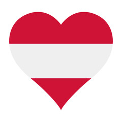 Austria flag heart shaped icon digital vector illustration. National flag of Austria. Love flag icon.