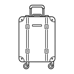 A black and white suitcase illustration vector style coloring page