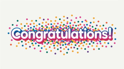 Bold Colorful Congratulations Typography with Festive Dot Accents on White Background for Achievement, Milestone, and Celebration Themes