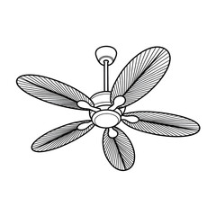 A black and white ceiling fan illustration vector style coloring page 