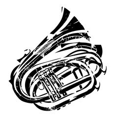 Vector Detailed black vector of a sousaphone musical instrument.