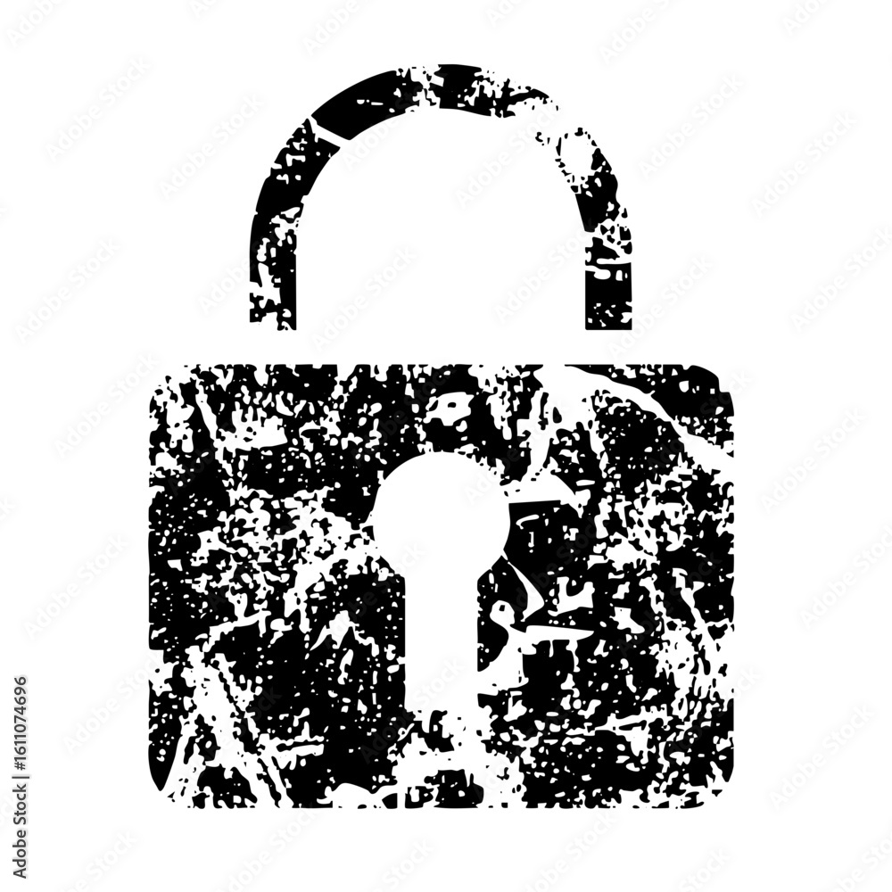 Poster vector distressed padlock with open keyhole.