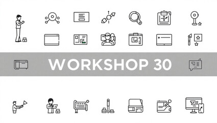 Illustration of business and teamwork icons depicting collaboration and strategy for professional environment created with generated ai