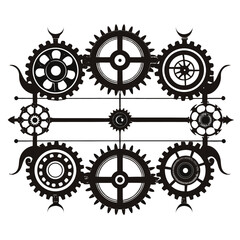 Vector illustration of mechanical cogwheels in a set symbolizing teamwork and technology in a business concept