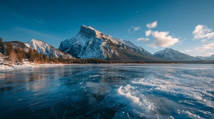 Canadian Rockies frozen lake landscape